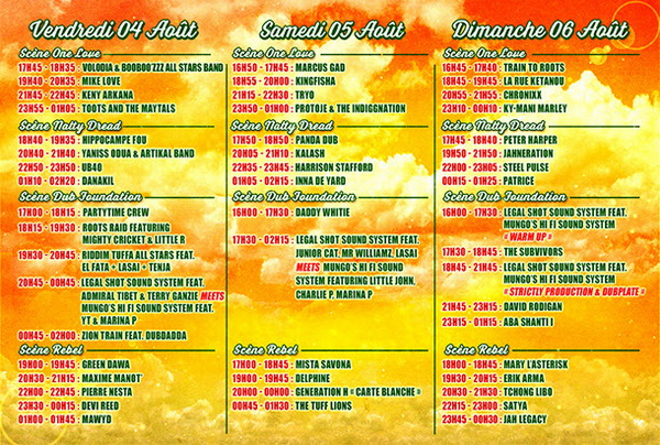 Reggae Sun Ska 2017 Horaires de Passage