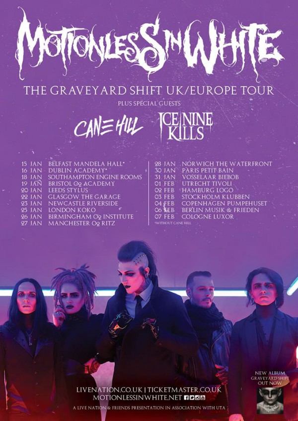 motionless in white, cane  hill, ice nine kills, paris, concert, france