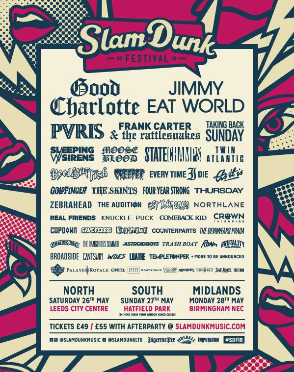 slam dunk, festival, uk, affiche, rock