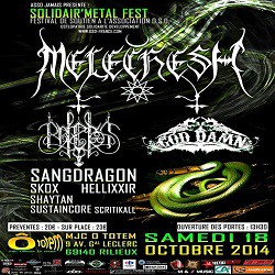 Concert humanitaire avec Melechesh, Belenos, God Damn et Sangdragon près de Lyon (18-10-2014)